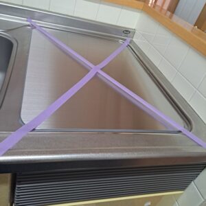 東芝製トップオープン食洗機の撤去工事　松下電工ナイスキッチン　コーキング